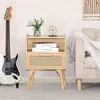 Nightstands Set of 2, Side Table with Drawer Open Shelf, Bedside End Table with Solid Wood Legs for Bedroom, Dorm. Nightstands 5