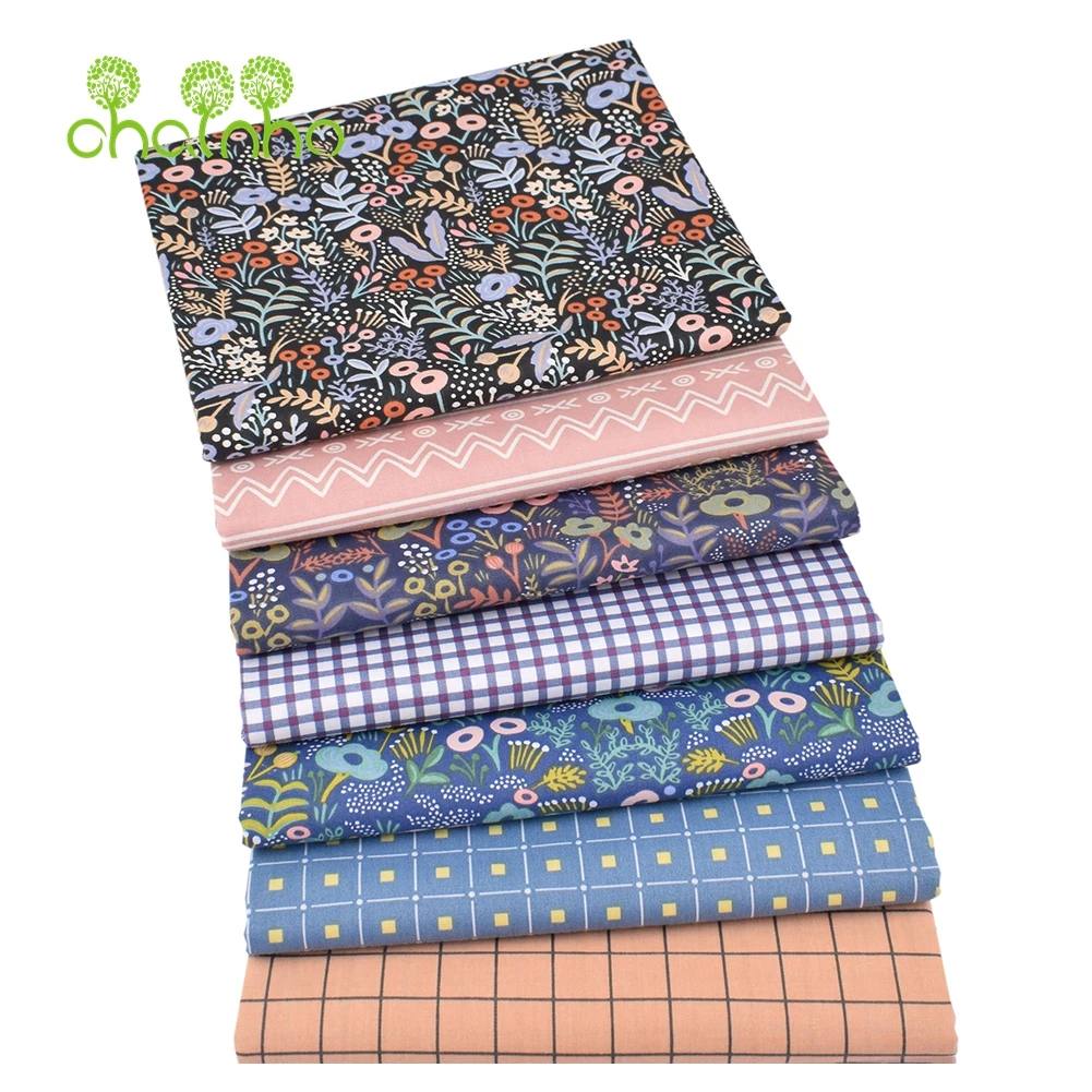 Chainho,Printed Twill Weave Cotton Fabric,Patchwork Cloth,DIY Sewing Quilting Material,Floral Series,2 Specification,CC242