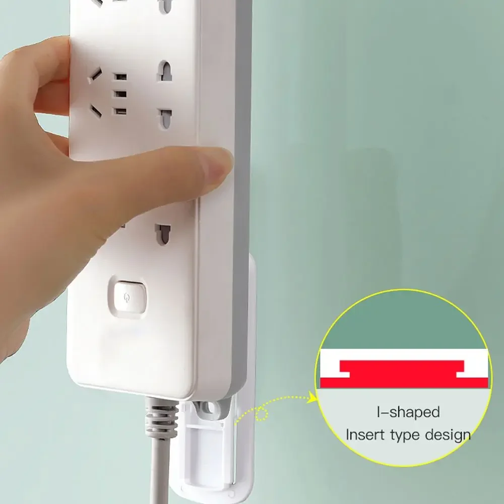 White Wall-Mounted Sticker Punch-free Plug Fixer Home Self-Adhesive Socket Fixer Seamless Power Strip Holder Home Decoration wall mounted socket fixer