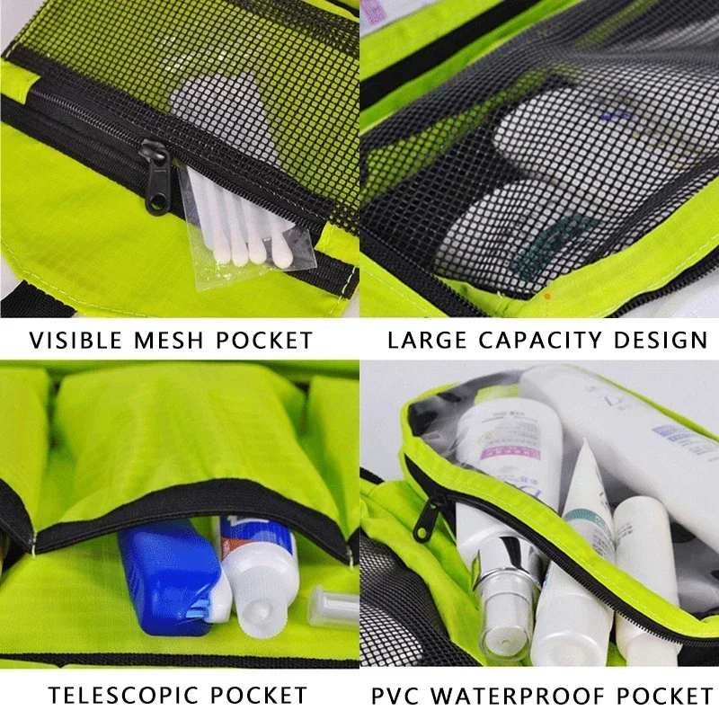 Large Waterproof Hanging Toiletry Bag - Travel Organizer for Men and Women, Foldable Bathroom Kit