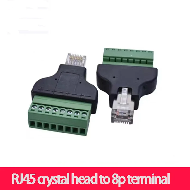 

RJ45 Crystal Head To Green 8p Terminal, 8-Core Network Cable Pair Connector Plug To 8PIN Terminal