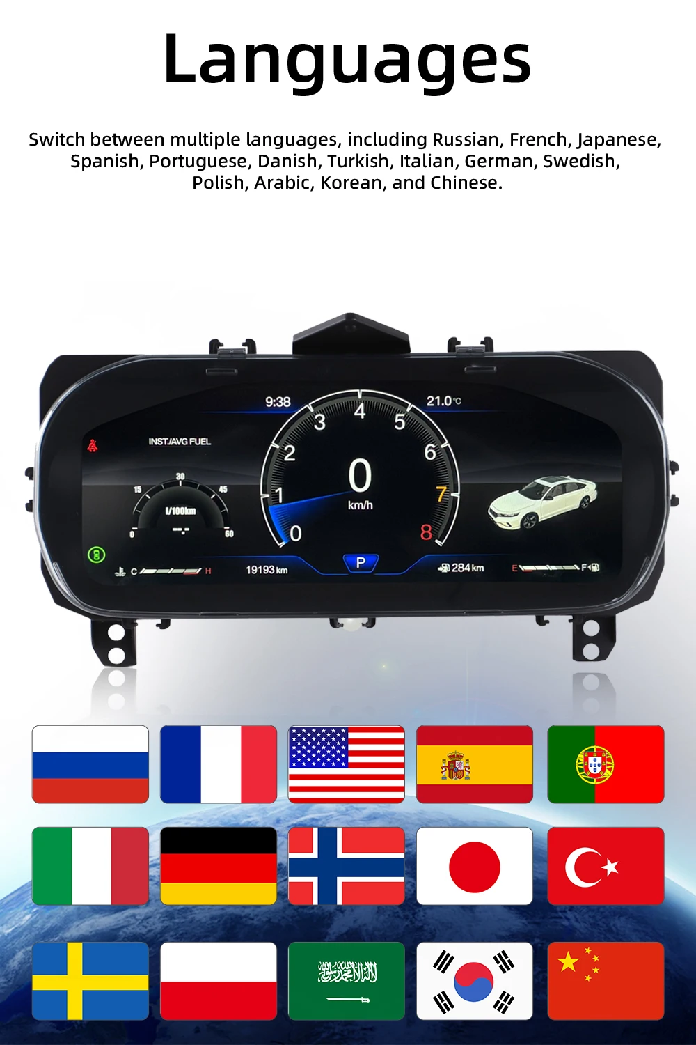 Digital Instrument Cluster For Honda Accord Tenth Generation 2018–2021 Speedomet