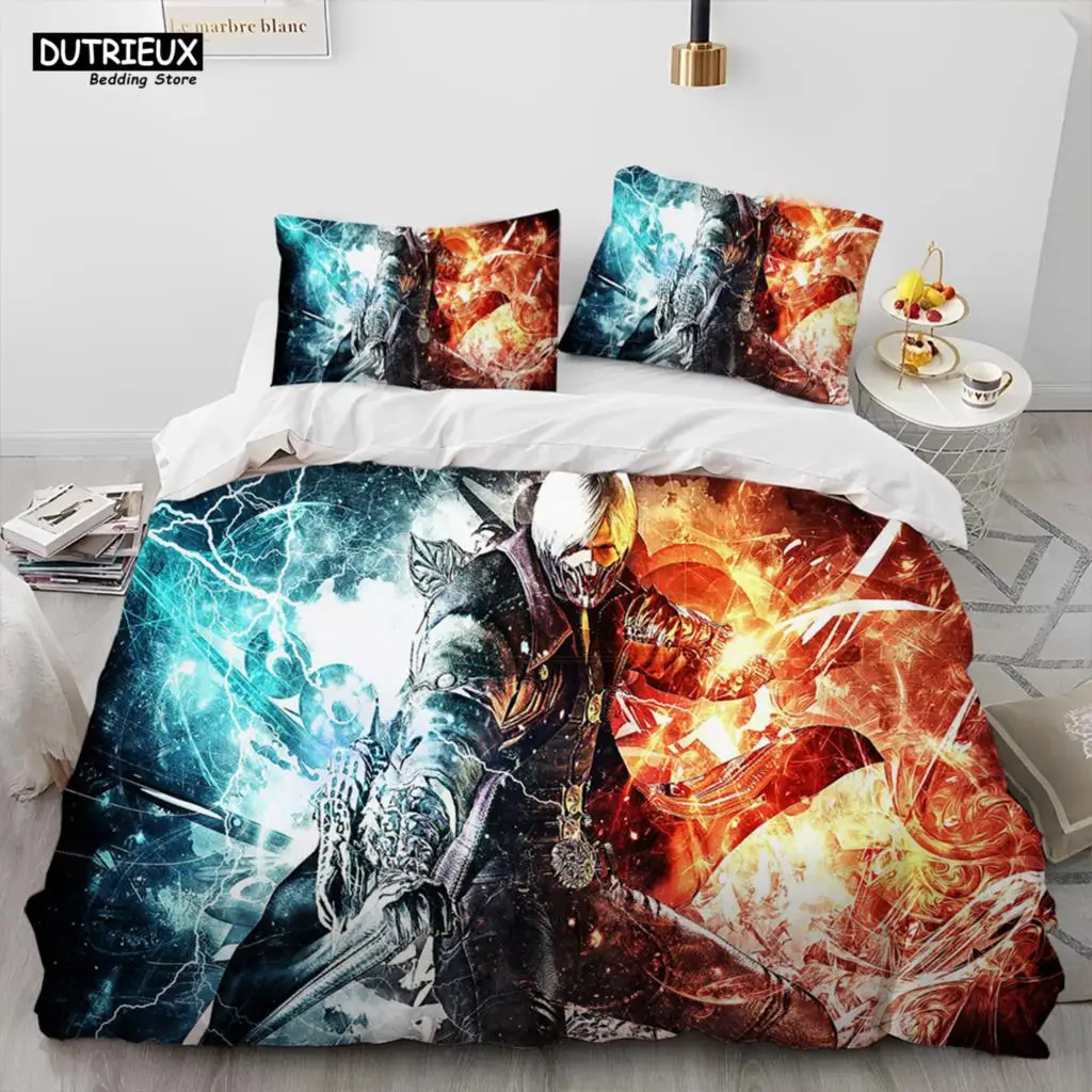 

D-Devil May Cry DMC Game Gamer Comforter Bedding Set,Duvet Cover Bed Set Quilt Cover Pillowcase,king Queen Size Bedding Set Kid