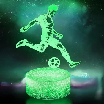 소년 축구용 야간 LED 조명, 3D 착시 램프, 7 가지 색상 변경, 침실 장식, 생일 크리스마스 선물