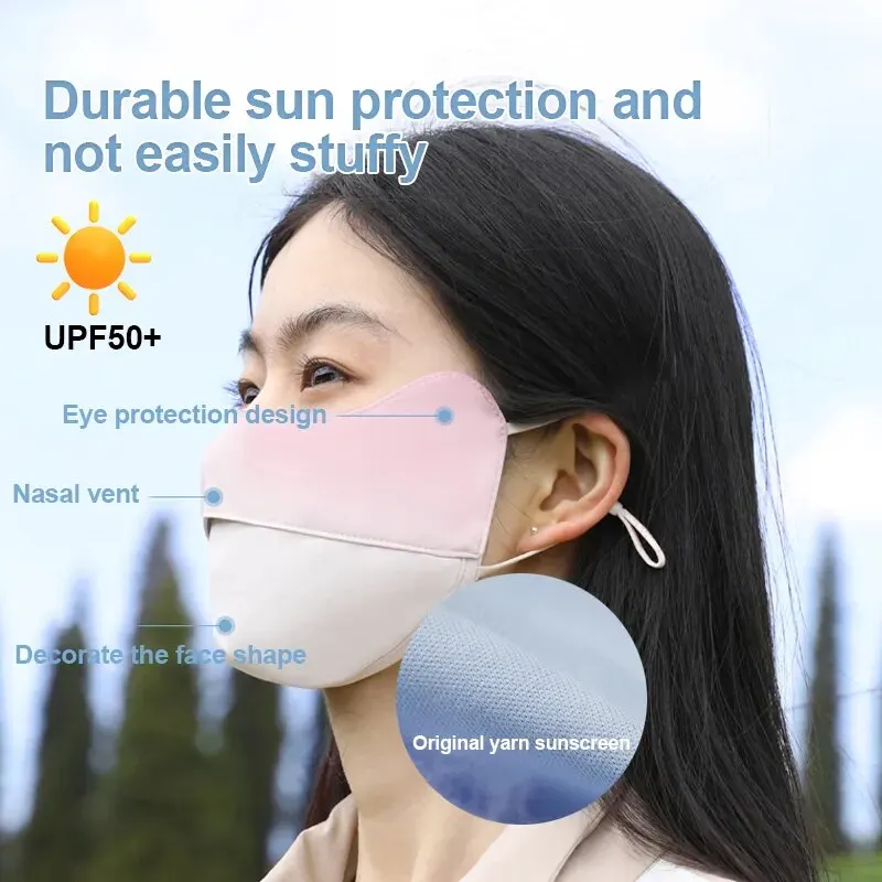 Summer UV-proof Quick Drying Silk Protective Cover Sunscreen WOMEN'S Mask Breathing Scarf Ladies Face Protection Hanging Ears