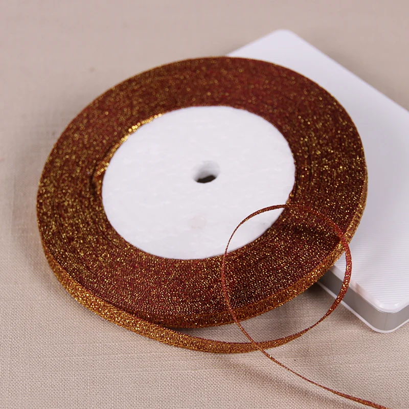 Metallic Glitter Gold and Silver Ribbon - 1/4 x 25 Yards for DIY Crafts, Sewing, Party Decorations, and Gift Wrapping