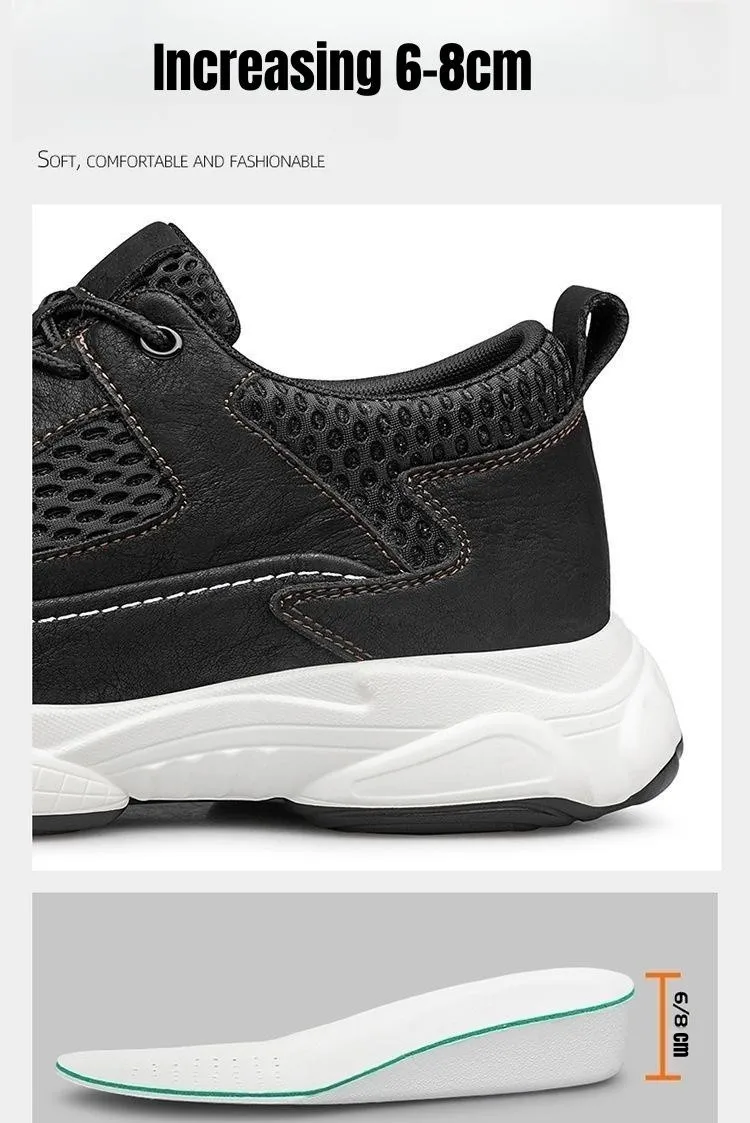 PDEP Summer Height Increasing Shoes for Men Mesh Breathable Invisible Inner Lift 8CM Soft Casual Sport Sneakers Sapatos