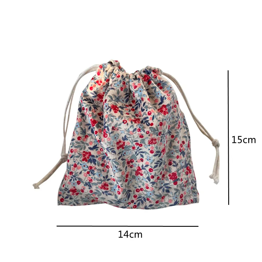 Cute Corduroy Small Lipstick Cosmetic Coin Purse Key Drawstring Storage Bag Women Jewelry Tote Rope Pouch String Bags Organizer
