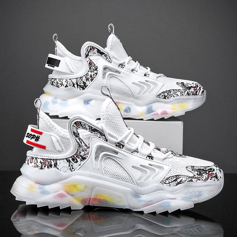 

Новинка 2022, стильная мужская обувь, кроссовки с подошвой из попкорна, модная мужская обувь, летающая тканая модная мужская обувь, дизайн и мода