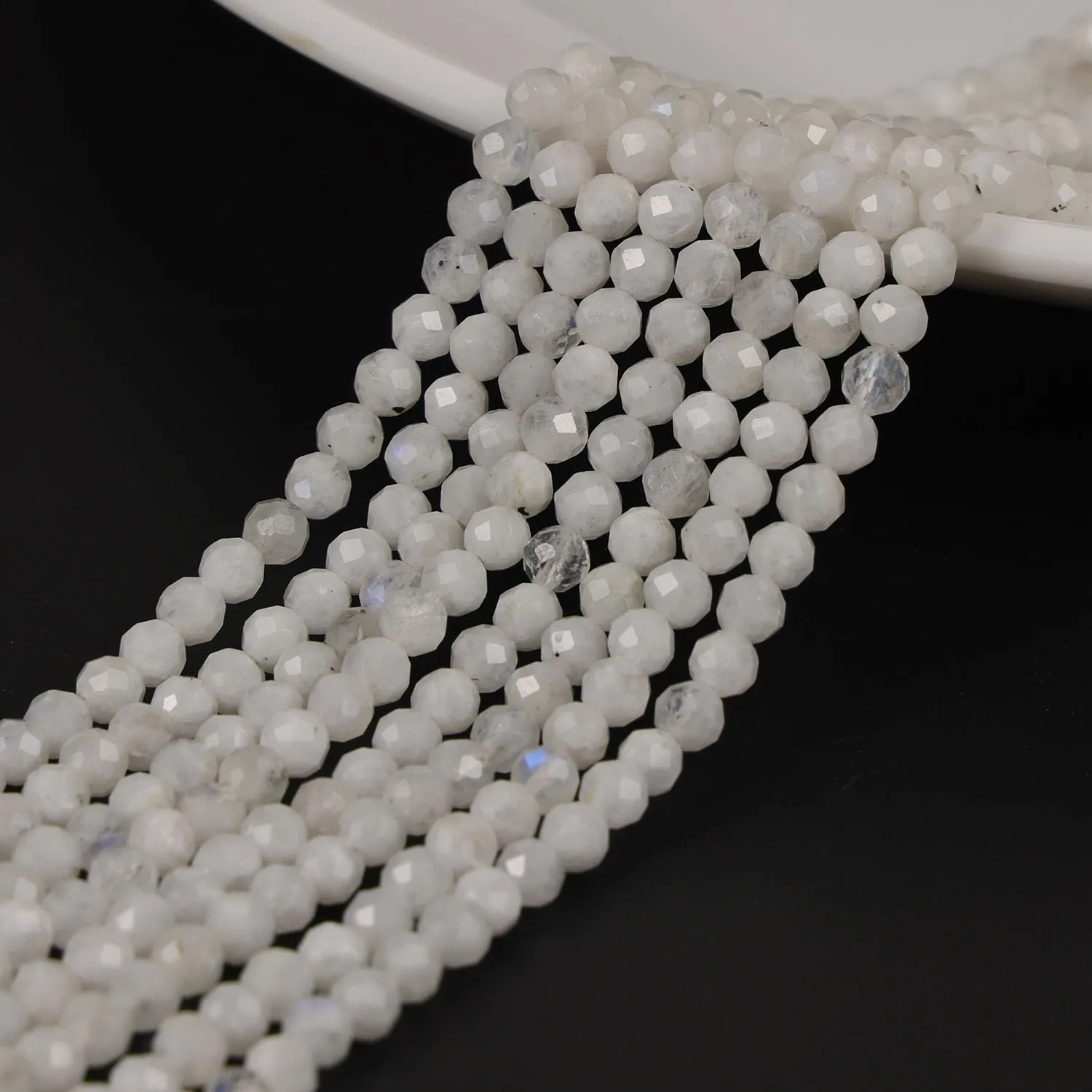 

Natural Blue Moonstone 2 3 4mm Round Faceted White Gemstone Loose Beads Accessories for DIY Jewelry Necklace Bracelet Earring