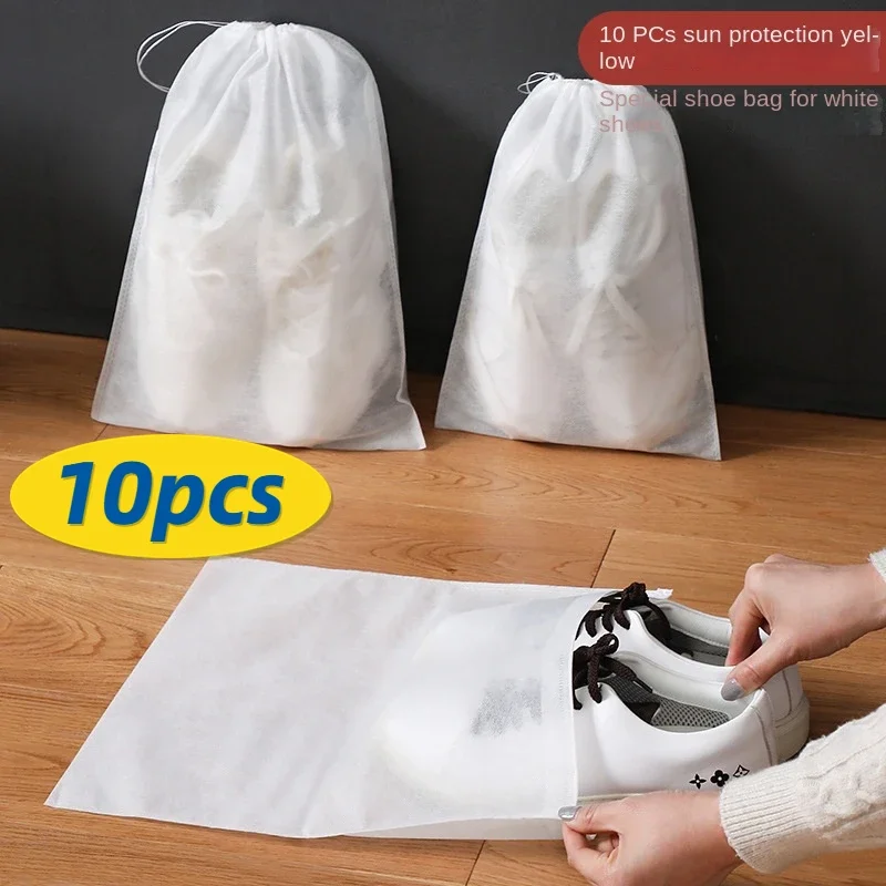 Shoe Dust Covers 10Pcs/Set Non-Woven Dustproof Drawstring Clear Storage Bag Travel Pouch Protect Drying shoes