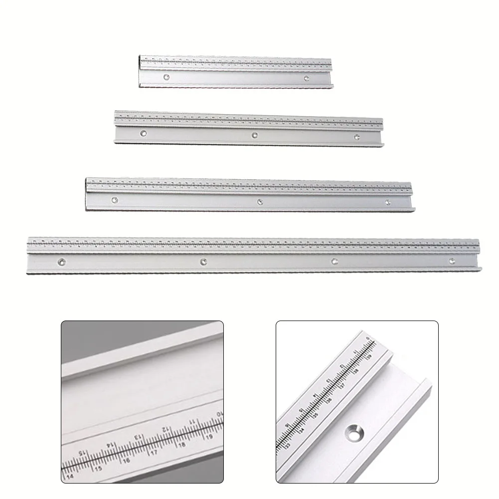 T-Track With Scale For Woodworking Double Cut Profile Universal With Predrilled Mounting Holes Aluminum T-Slot-Router Track