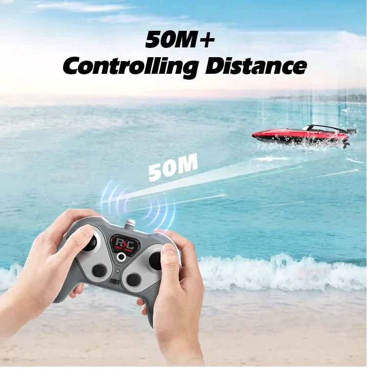 Remote Control Boat Cross-Border Remote Control Boat Electric Toy Charging 2.4G Remote Control Boat Double Spiral Pulp High-Speed Water Contr