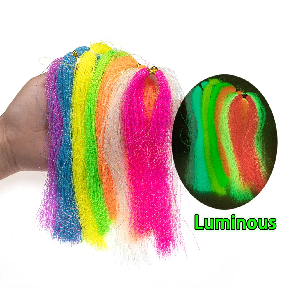 3-7 Packungen Leuchtende Kristall-Flash-Fliegenbindematerialien Lumo Flashabou Holographisches Tinsel-Garn Jig-Haken-Köderstränge