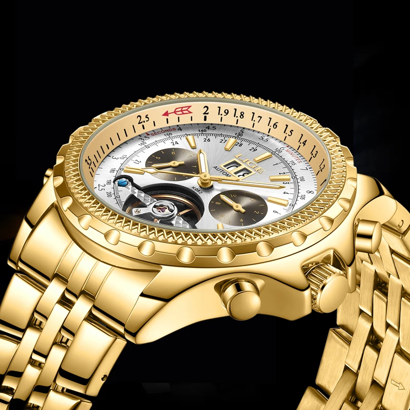 Relogio Masculino LIGE Mens Watches Top Brand Luxury Automatic Mechanical Watch Men Full Steel Business Waterproof Sport Watches