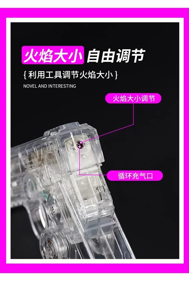 2025 New Creative Luminous Transparent Gyroscope Lighter 2-in-1 Folding Rotating Decompression Windproof Lighter Men's Gift