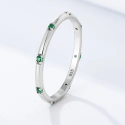 Elegant 925 Sterling Silver Gold - Plated White Zircon Ring for Women - Anniversary & Party Fine Jewelry (Silver Green)