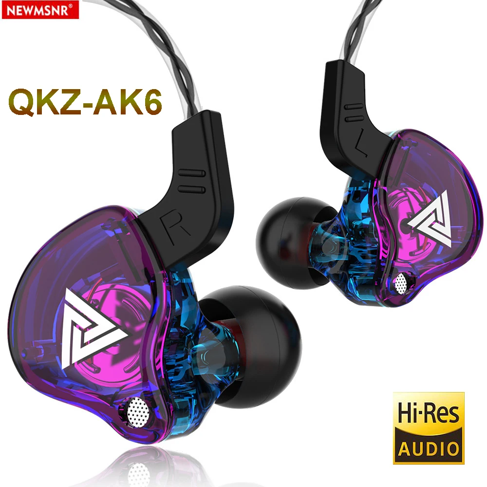 QKZ AK6 구리 드라이버 HiFi 사운드 스포츠 헤드폰 3.5mm 유선 이어폰 HD 마이크 탑재 게이밍 헤드셋 (음악 감상용)