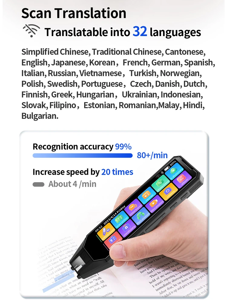 5.5-inch large-screen translation pen supports scanning and translation in 60 languages ​​- voice in 134 languages For translation pen