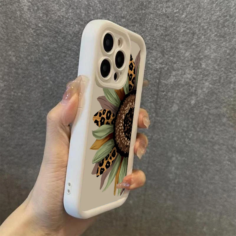 Sunflower Pattern Silicone Phone Case – Cute Floral Design Cover