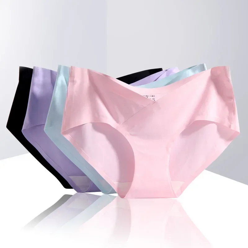 

New Fashion Solid Color Underwear Cotton File One-piece Seamless Ice Silk Breathable Waist Briefs