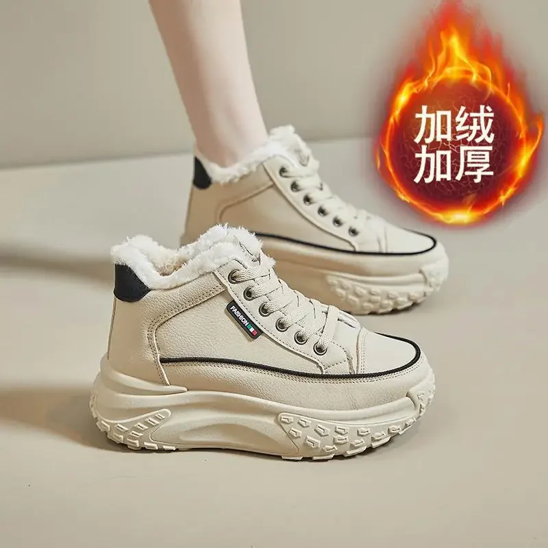 

Зимние ботинки для женщин, зимняя обувь на толстой хлопковой подкладке с бархатным утеплителем, новинка 2023, женская обувь с высоким берцем, легкие кроссовки, большие ботинки из хлопка