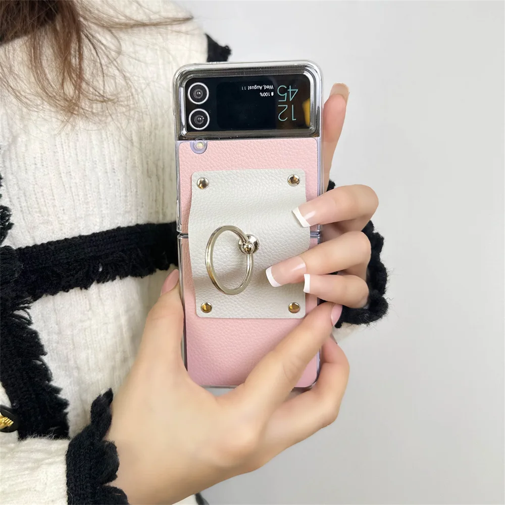 Caso Di Giunzione Per Samsung Galaxy Z Flip4 Cassa Del Telefono Con Anello Di Plastica Z Flip4 W23 Drop-Resistente Copertura Protettiva