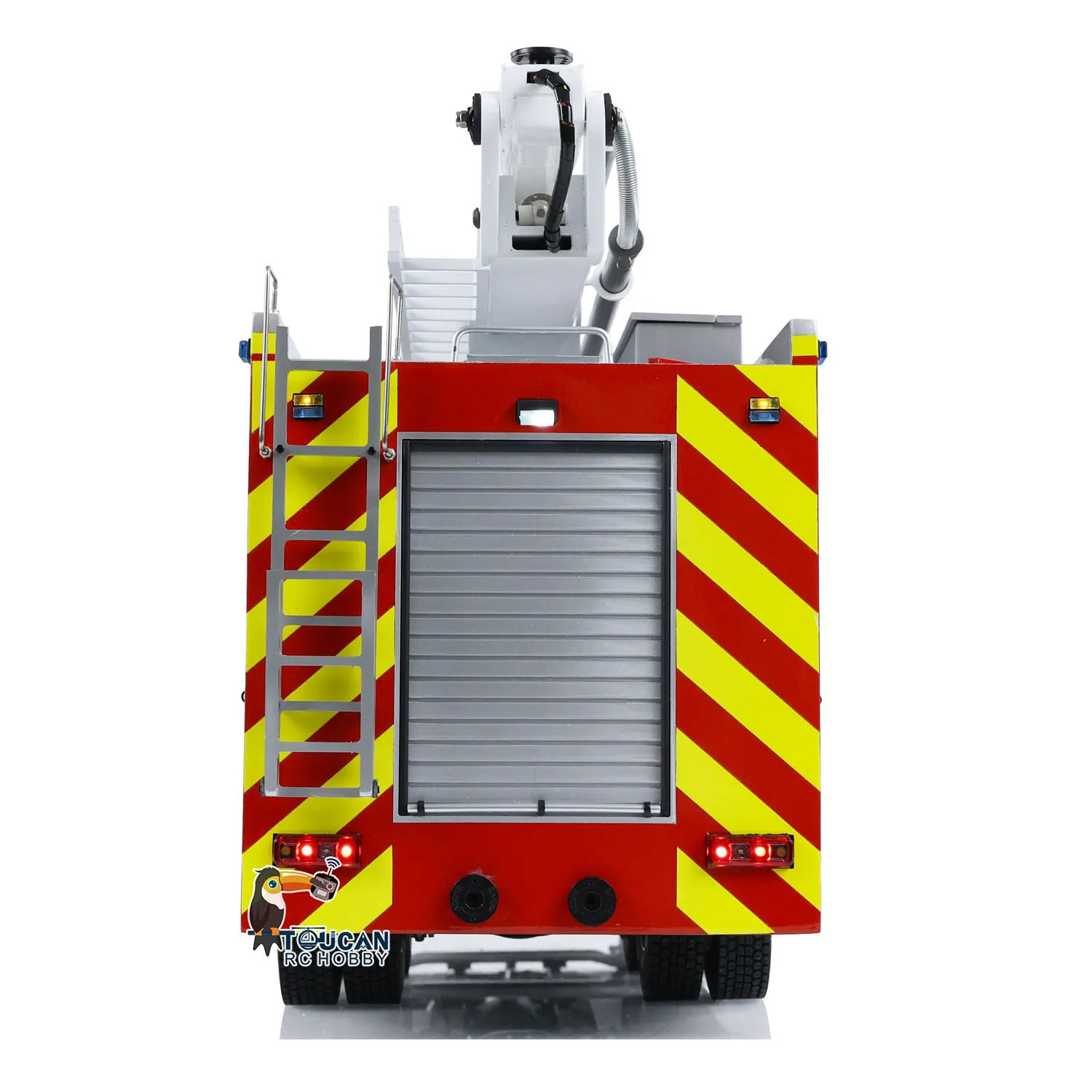 Toys 1/14 Metal Chassis 8x4 Snozzle High-reach Extendable Turret RC Fire Truck Light Sound TOUCAN Painted Finished Car Vehicle 3