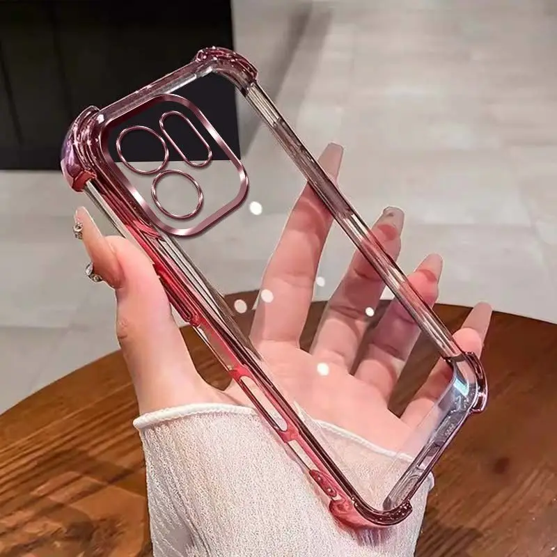 Shockproof Silicone Back Cover with Thickened Corners and Plating Finish