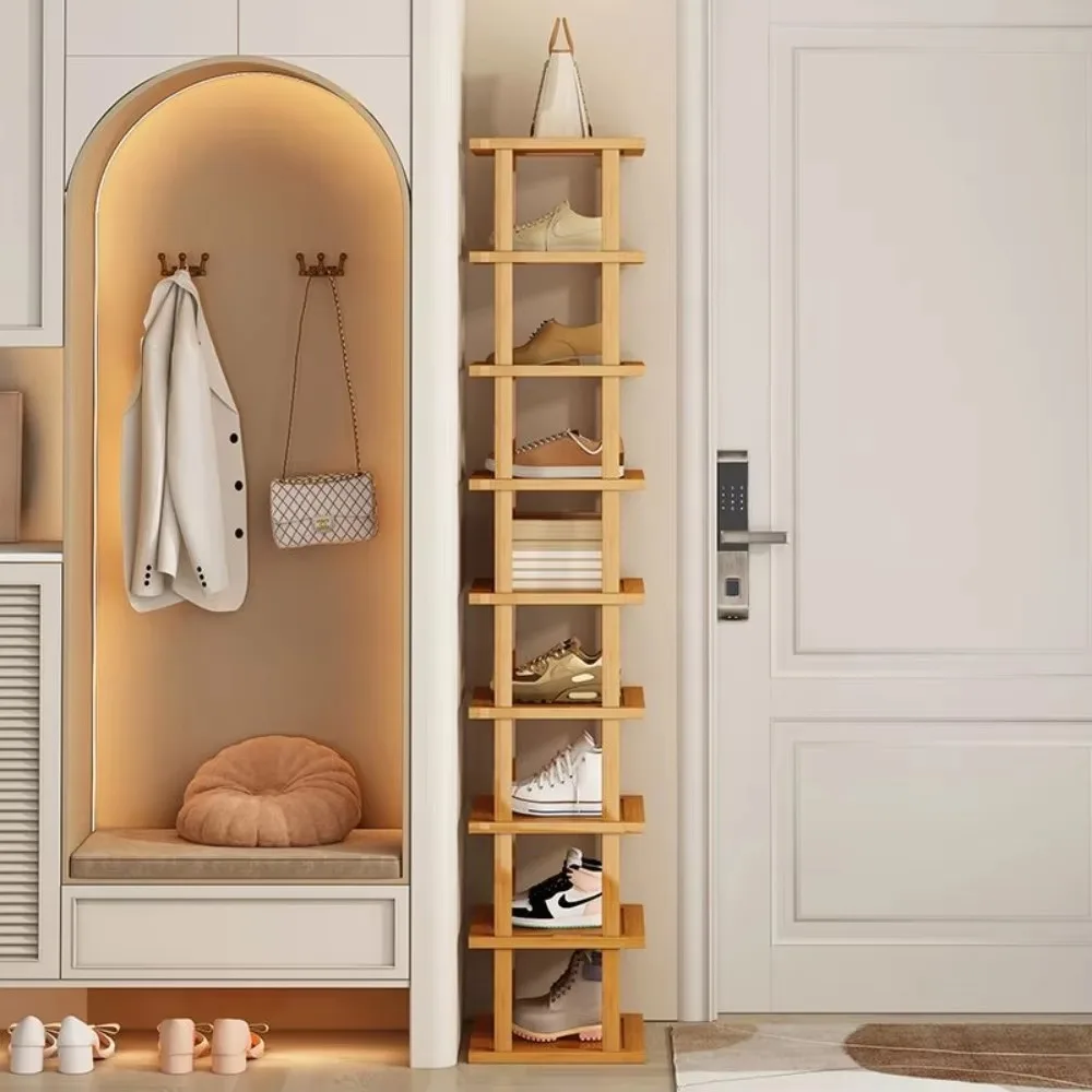 Bamboo Shoe Rack Multi-Layer Stackable Shoe Organizer Wall Corner Storage Racks Space Saving Shoes Cabinet Diy Storage Shelves shoe rack,shoe organizer,shoe cabinet