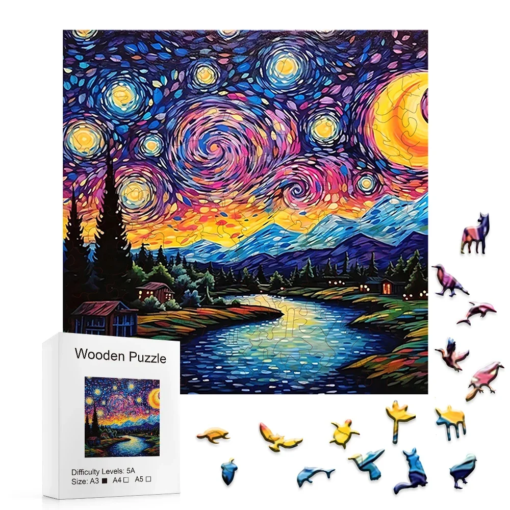 3D Wooden Puzzle Starry Space Adult Gift Puzzle Plane Puzzles Art Decoration Wall Decoration Gift Children's Intelligence