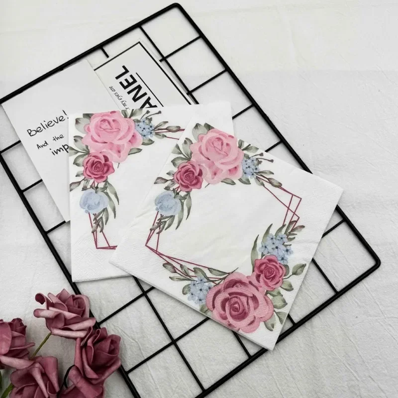10/20pcs/Pac 33*33cm 2-Ply DIY Printed Napkins Fresh Flower Model Wedding Flower Paper Hotel Party Folded Square Facial Tissue