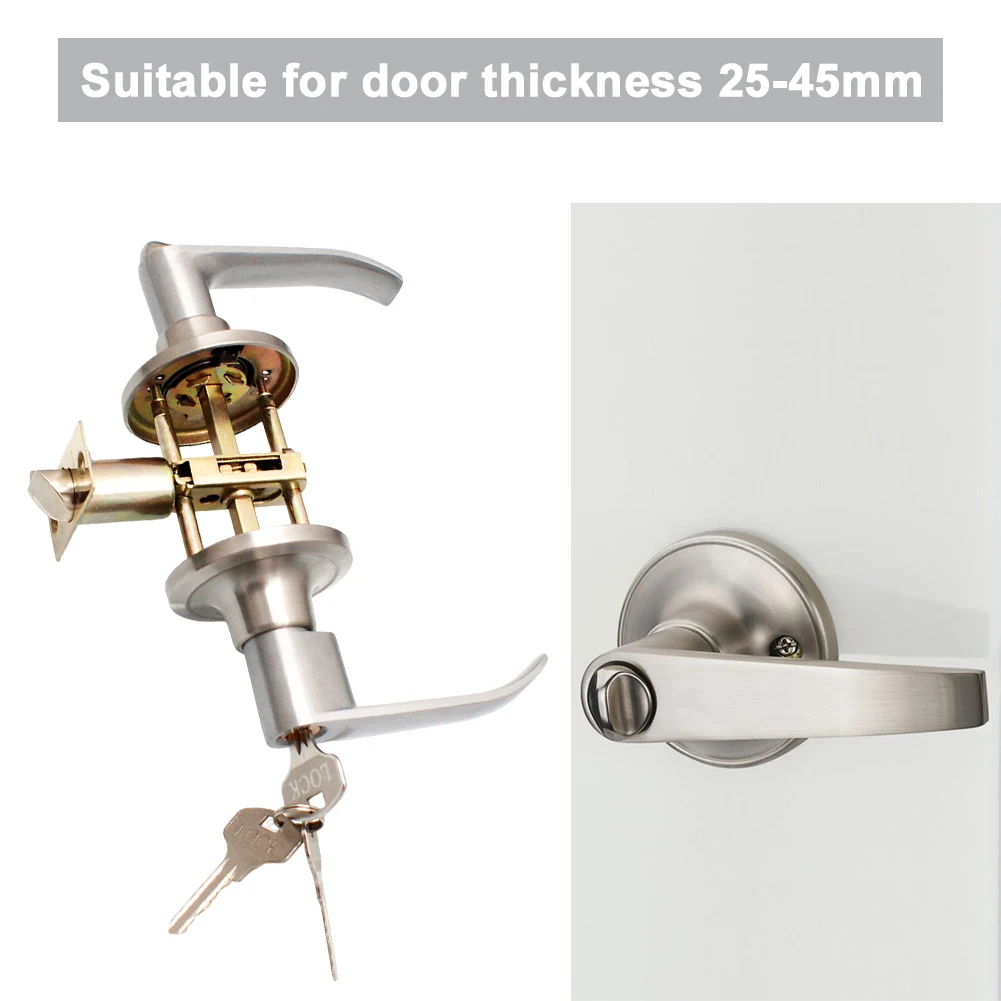 Door handle lock Locking Door Handle with 3 Keys Entrance Door Handles Stainless Steel Knob Replacement for Bedroom Front
