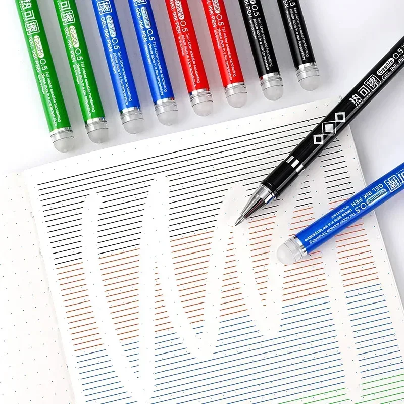 12pcs/set Erasable Neutral Pen 0.5mm Multi-color Ink Writing Exam Neutral Pen School Office Stationery Supplies