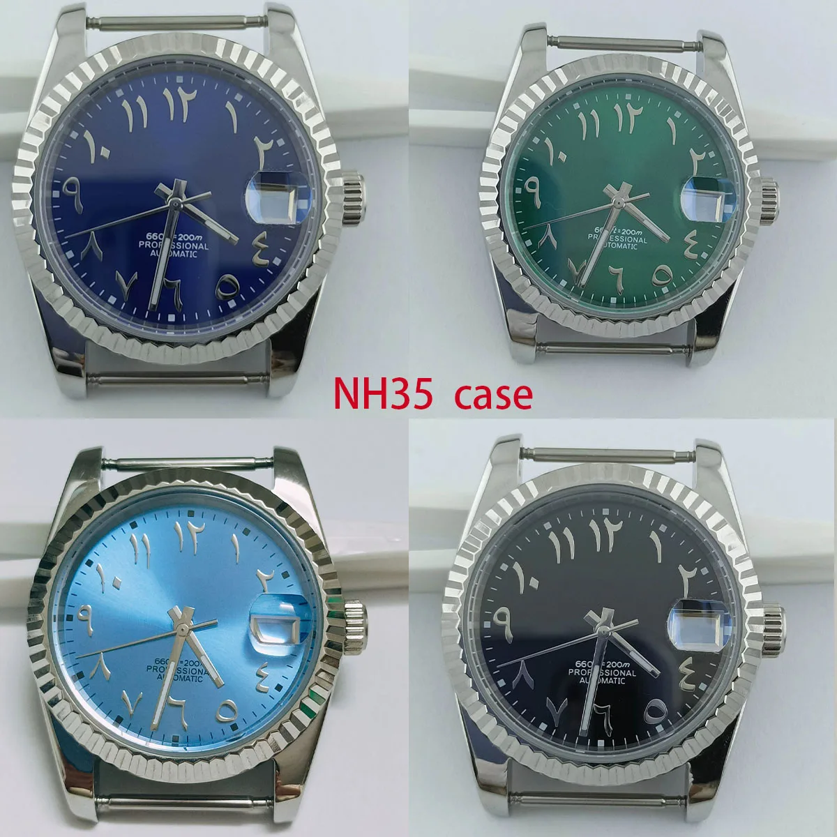 

39 мм, искусственная кожа NH35, циферблат NH35, Арабские буквы, циферблат, Сапфировая нержавеющая сталь, Детская прозрачная задняя крышка для NH35/ NH36