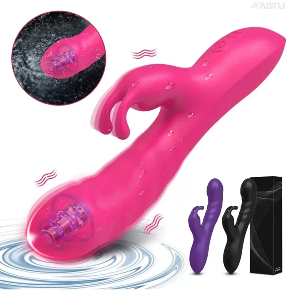 Kaninchen-Vibrator für Frauen, Klitoris-Stimulator, Silikon, G-Punkt, leistungsstarker 2-in-1-Dildo, weibliche Masturbation, Sexspielzeug für Erwachsene