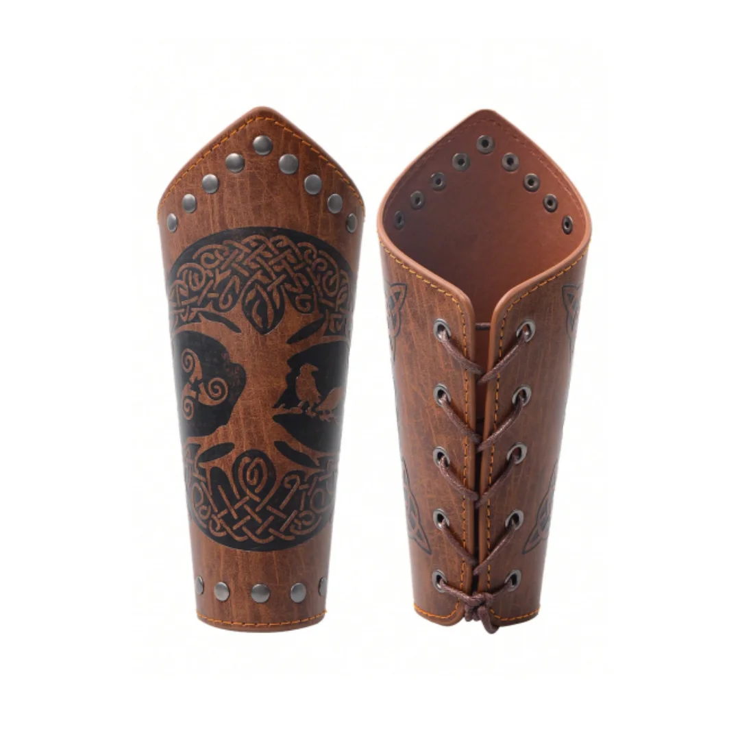 Mittelalterliche PU-Leder-Handschuhe, Mittelalterliche Armschienen, Punk-Armschützer, Handgelenkschützer für Halloween, Krieger, Ritter, Fotografie, Gürtel – Detail 10