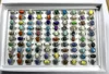20Pcs Fashion Pretty Multicolor Mixed Color Natural Stone Silver Plated Ring For Women Jewelry Bulks Rings Lots LR4211 4