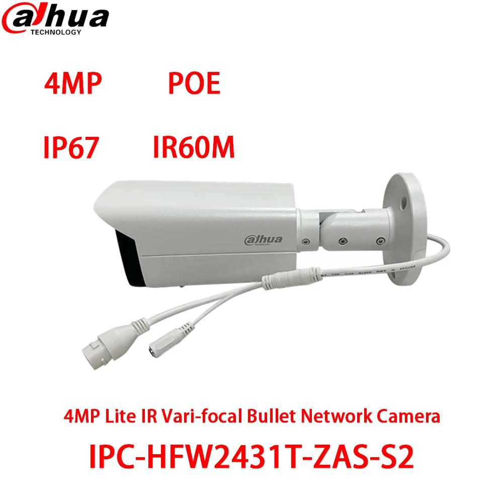 Dahua Ip Camera 4mp Poe Ipchfw2431tzass2 Motorized Zoom Ir 60m Starlight Ip67 Ik10 Ivs Built