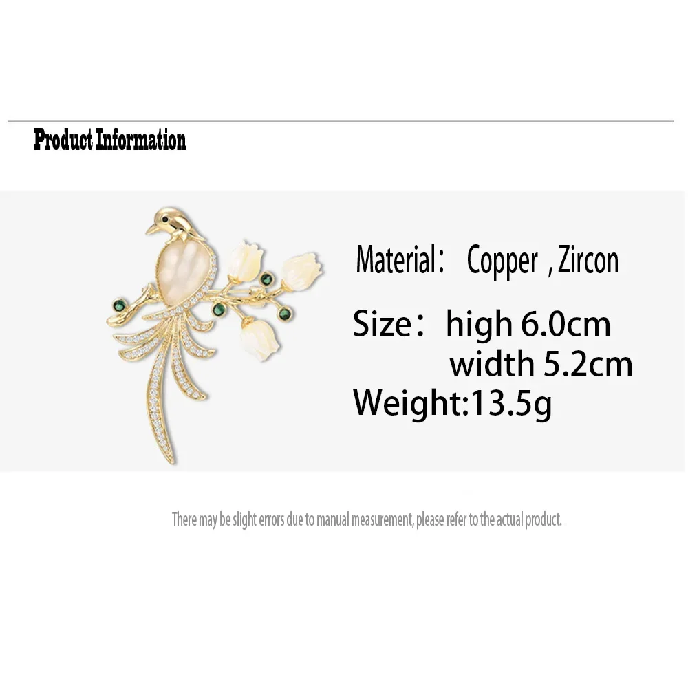 Luxurious Magpie Brooch for Women Rhinestone Opal Brooches Suit Collar Animal Badge Banquet Jewelry Accessories Gift