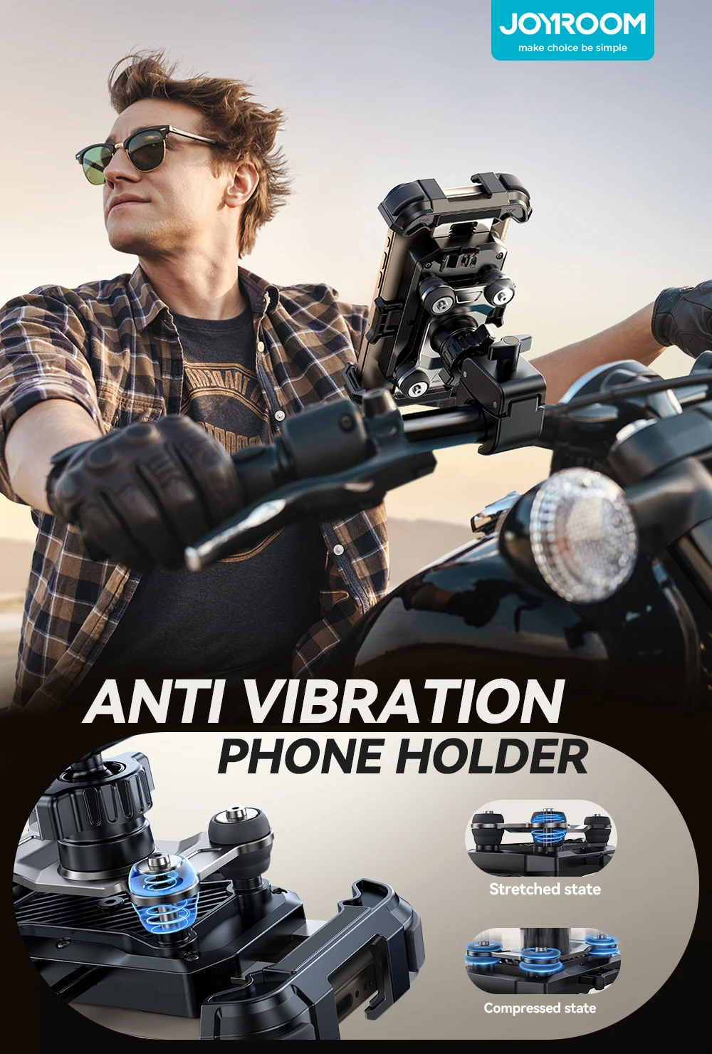 Bicycle Motorcycle Phone Holder Anti Vibration 360° View Handlebar Bike Phone Mo