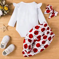 PatPat 3pcs Baby Girl Clothes New Born Overalls Newborn Baby Stuff Infant Long-sleeve Ladybug Romper Bowknot Headband Set 3