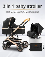 Le plus récent poussette de bébé de luxe 3 en 1 Portable voyage landau pliable landau haut paysage cadre en aluminium nouveau-né poussette pour bébé 3