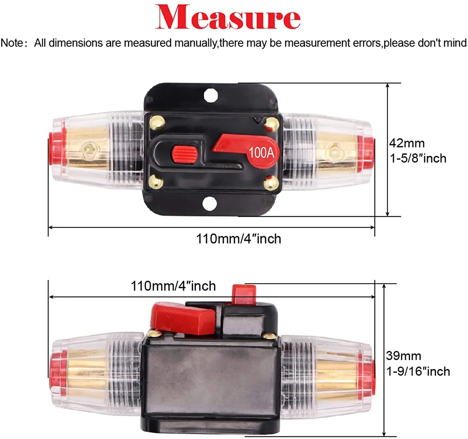 30A-150A Power Self-recovery Circuit Breaker Car Audio Conversion Protection Disconnect Fuse Holder 12V-24V DC circuit breaker