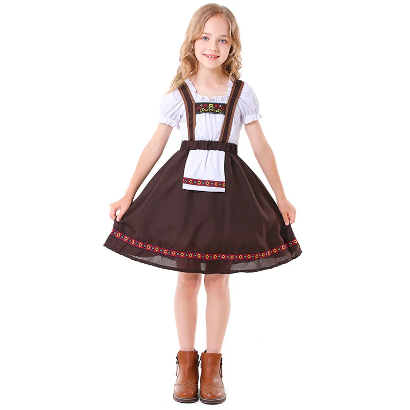 

Детский немецкий костюм на Октоберфест, клетчатое платье дирндл для девочек, баварский традиционный костюм горничной, косплей, Национальный костюм