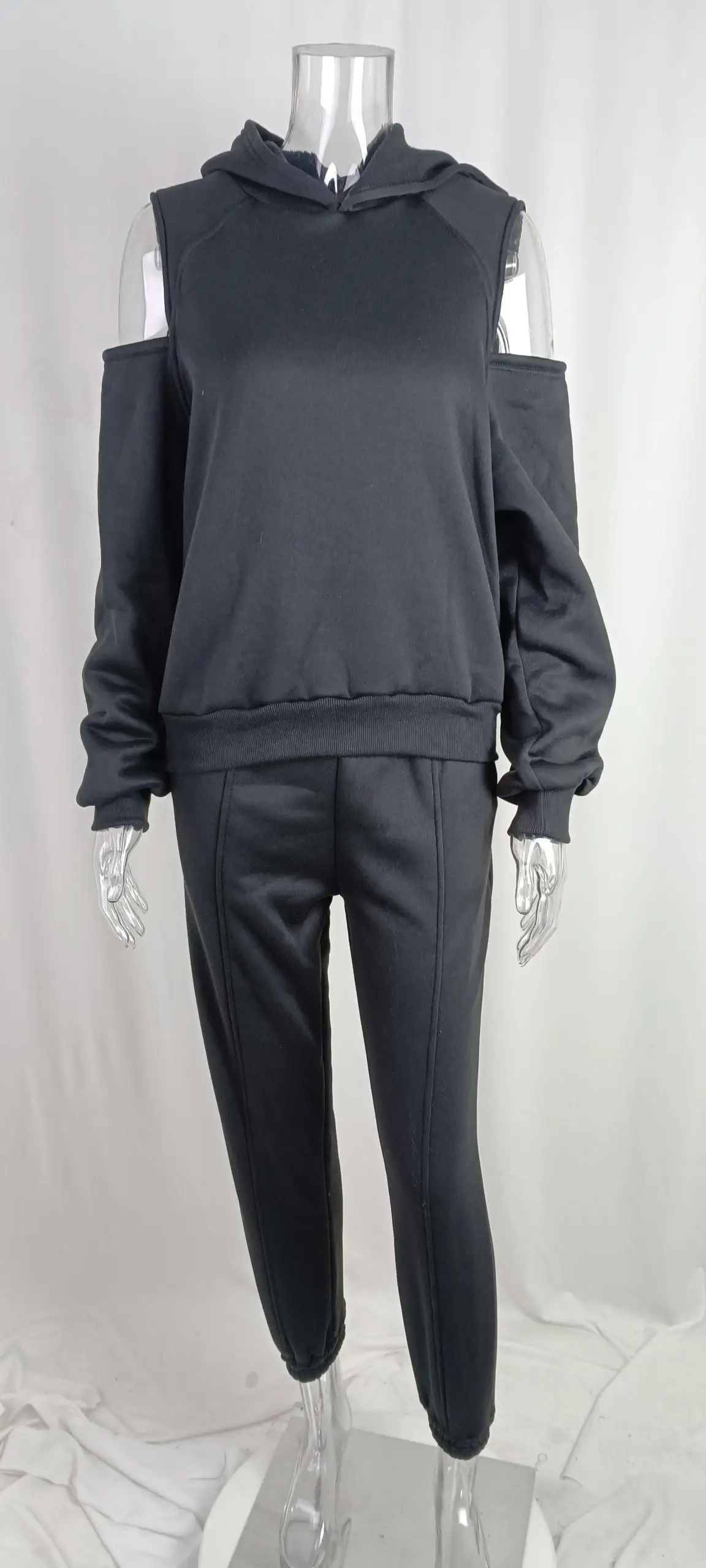 Herbstmode, vielseitiges, langärmeliges Samt-Sweatshirt mit elastischem Band, europäischer und amerikanischer Sportanzug im einfachen Stil – Detail 13
