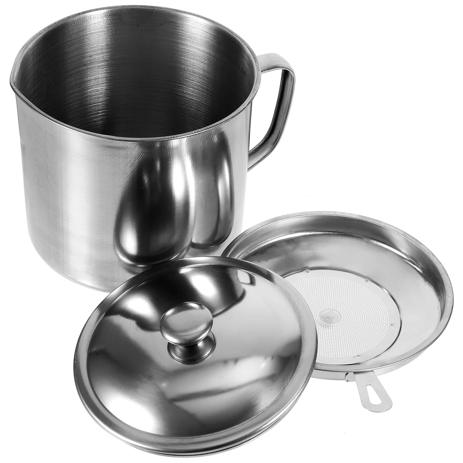 

Splitter Pot Grease Container Dispenser Stainless Steel Strainer Can