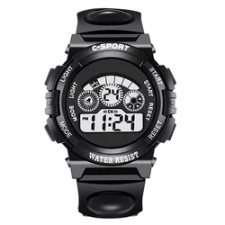Children's Waterproof Multi - Functional Sports Watch with Nightlight and Colorful Big Screen (Black)