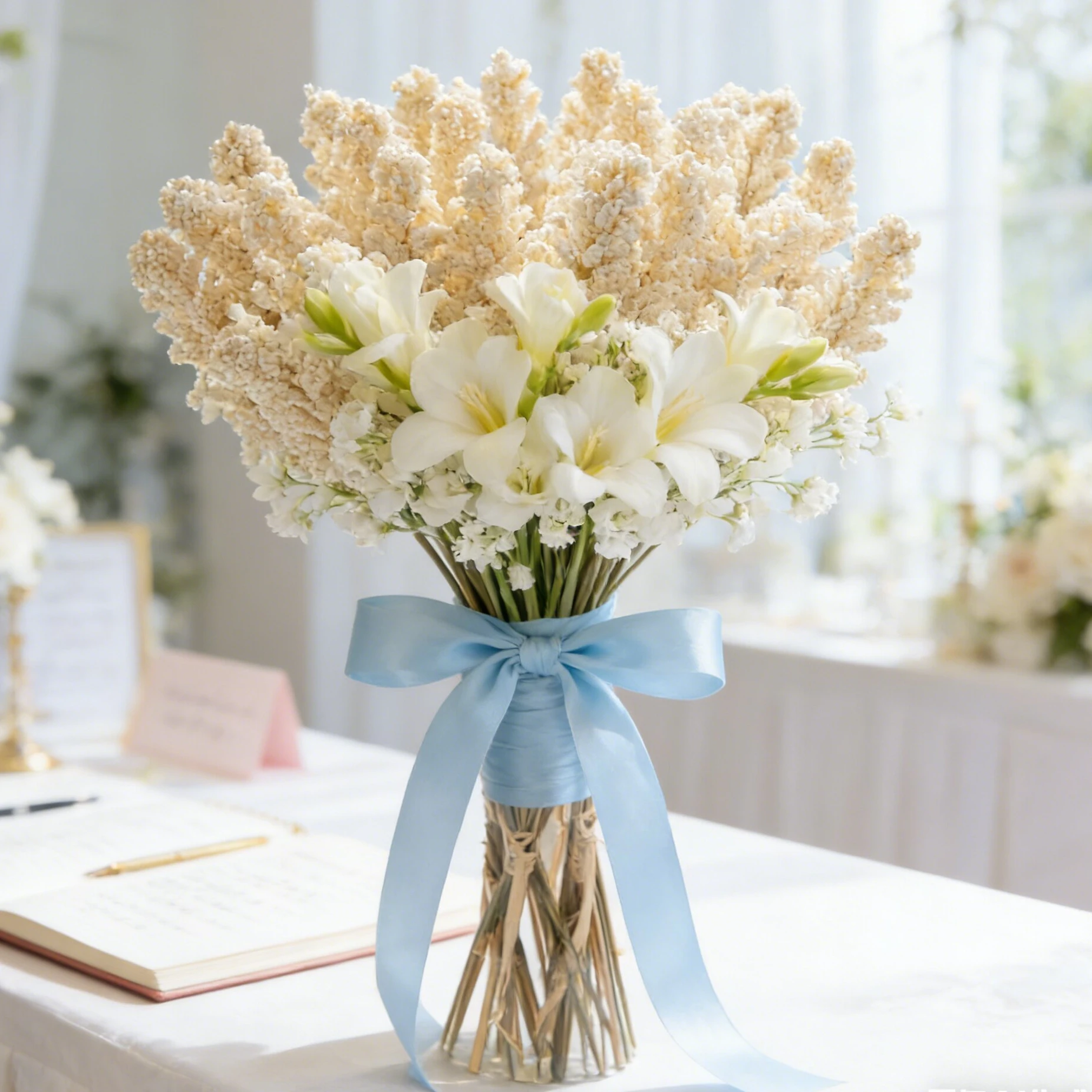 Exquisite Lavender Vase with Artificial Flowers for Home and Event Decoration