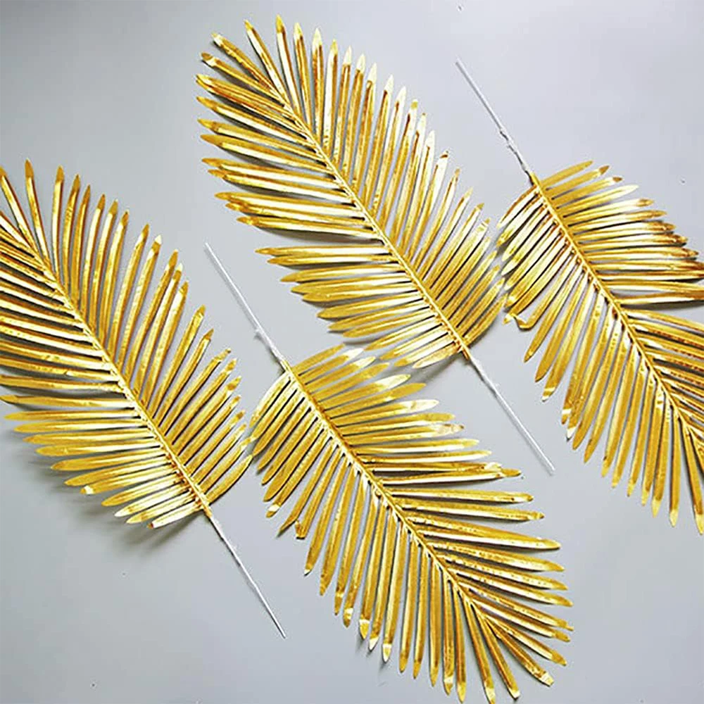 Luxurious Tropical Faux Gold Palm Leaves Decor